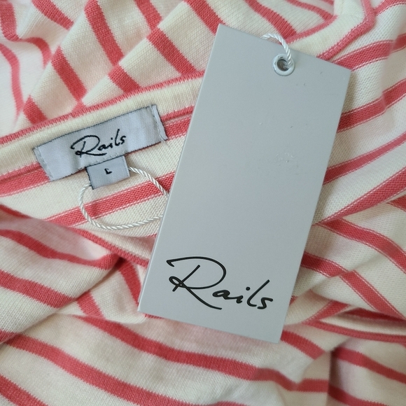 Rails Women's Size L Taylin Knit Tank Ivory Peony Pink Scoop Neck Stripe Dress - Picture 6 of 7